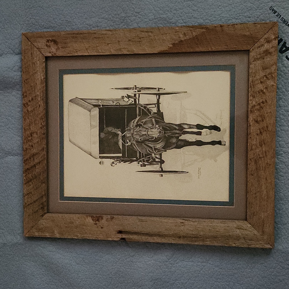 ARTIST DAVE McCamon AMISH "BUGGY" Sketch in Barnwood Frame